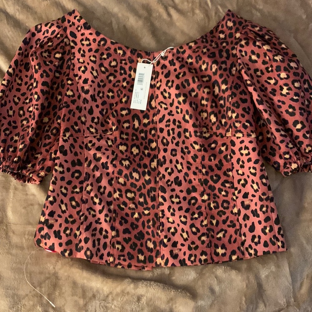 Rebecca Taylor pink cheetah top size 2 NWT